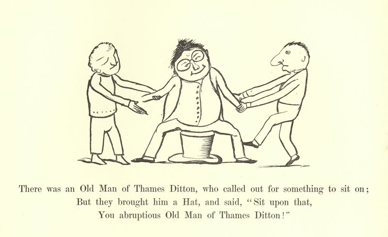 Er was een oude man van Thames Ditton, die om iets riep om op te zitten door Edward Lear