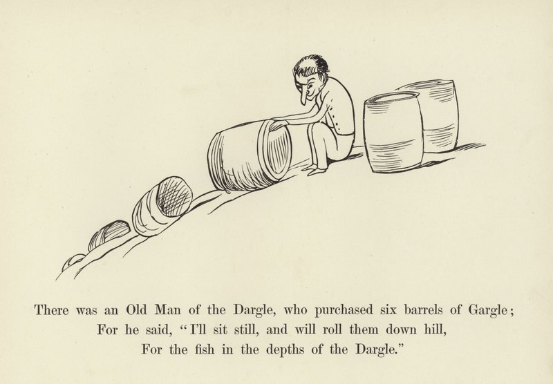 Er was een Oude Man van de Dargle, die zes vaten Gargle kocht door Edward Lear