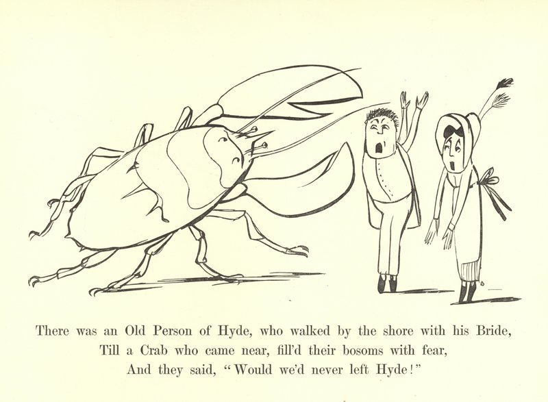 Er was een oude persoon van Hyde, die langs de kust liep met zijn bruid door Edward Lear