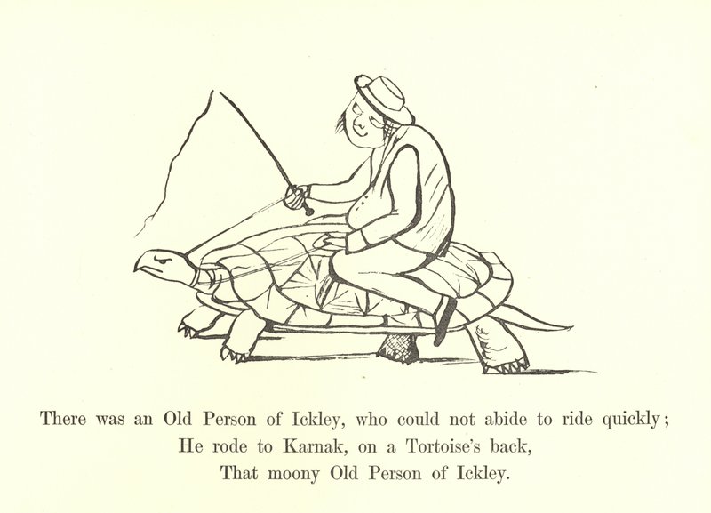 Er was een oude persoon uit Ickley, die niet snel kon rijden door Edward Lear