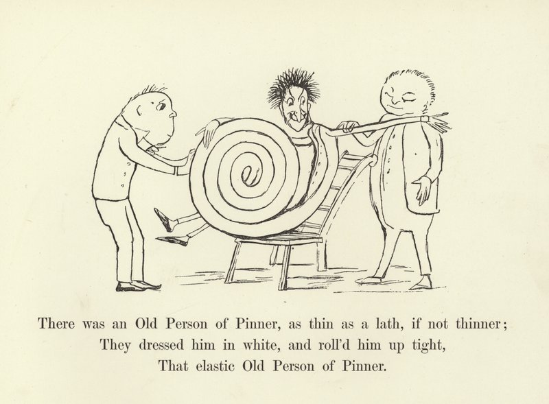 Er was een oude persoon uit Pinner, zo dun als een lat, zo niet dunner door Edward Lear