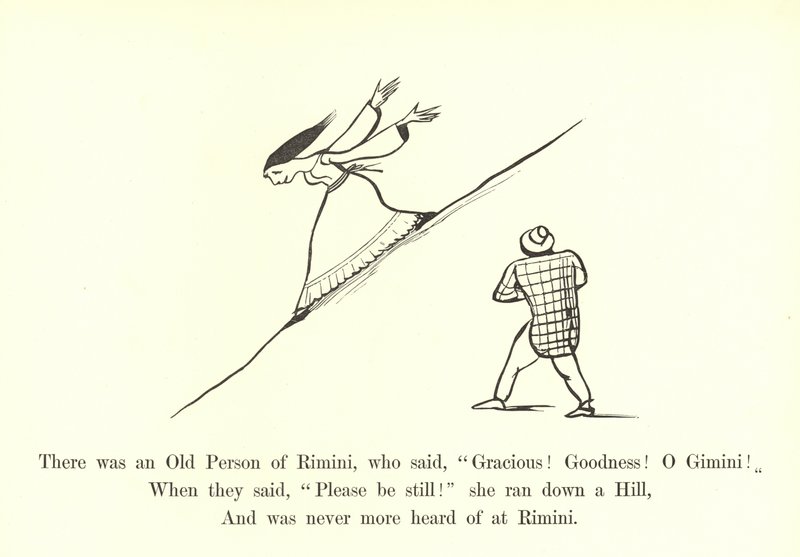 Er was een oude persoon uit Rimini, die zei, Genade! Goedheid! O Gimini! door Edward Lear