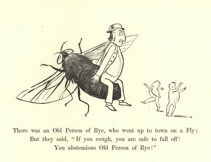 Er was een oude persoon van Rye, die naar de stad ging op een vlieg door Edward Lear