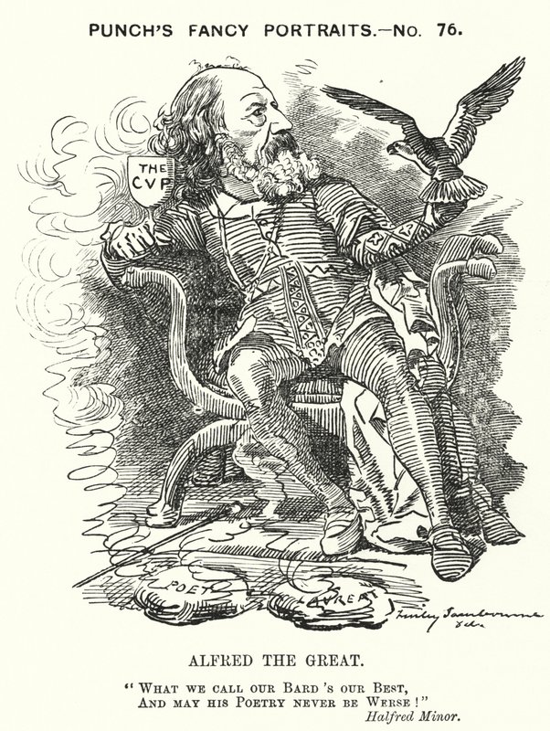Punch cartoon: Alfred, Lord Tennyson, Engelse dichter door Edward Linley (after) Sambourne