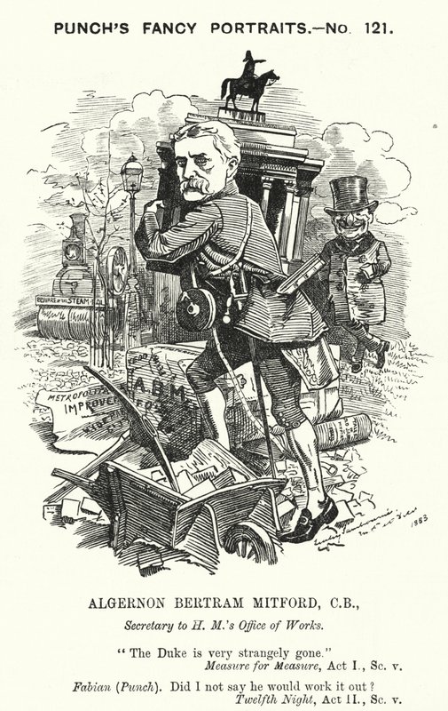 Punch cartoon: Algernon Bertram Freeman-Mitford door Edward Linley (after) Sambourne