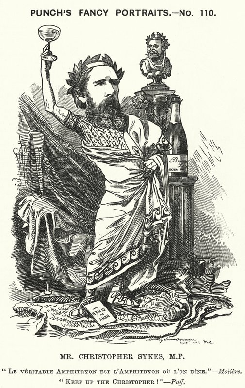 Punch cartoon: Christopher Sykes, Engelse conservatieve politicus (gravure) door Edward Linley (after) Sambourne