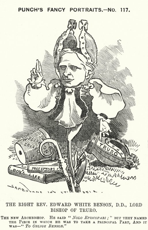 Punch cartoon: Edward White Benson, Engelse bisschop door Edward Linley (after) Sambourne