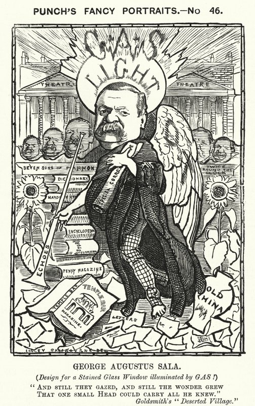 Punch cartoon: George Augustus Sala, Engelse auteur en journalist door Edward Linley (after) Sambourne