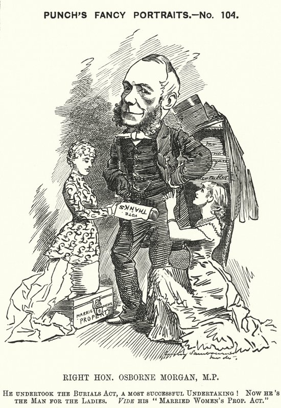 Punch cartoon: George Osborne Morgan, Welshe advocaat en liberale politicus (gravure) door Edward Linley (after) Sambourne