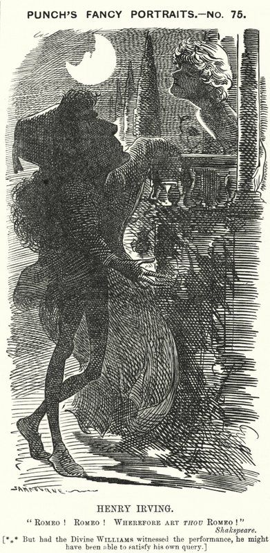 Punch cartoon: Henry Irving, Engelse acteur (gravure) door Edward Linley (after) Sambourne