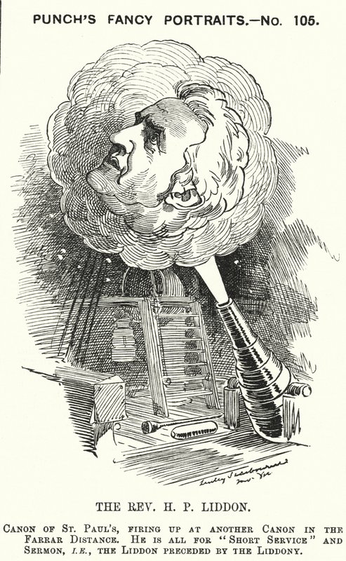 Punch cartoon: Henry Liddon, Engelse theoloog (gravure) door Edward Linley (after) Sambourne