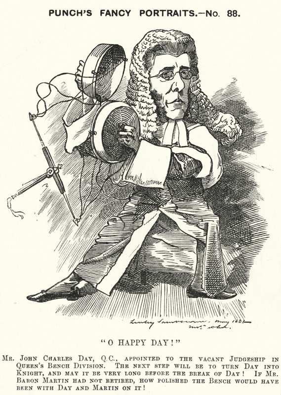 Punch cartoon: John Charles Day, Engelse advocaat en rechter door Edward Linley (after) Sambourne