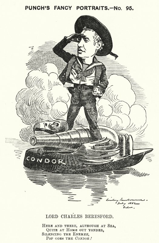 Punch cartoon: Lord Charles Beresford, Anglo-Ierse admiraal en conservatieve politicus (gravure) door Edward Linley (after) Sambourne