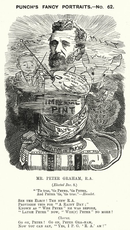 Punch cartoon: Peter Graham, Schotse kunstenaar door Edward Linley (after) Sambourne