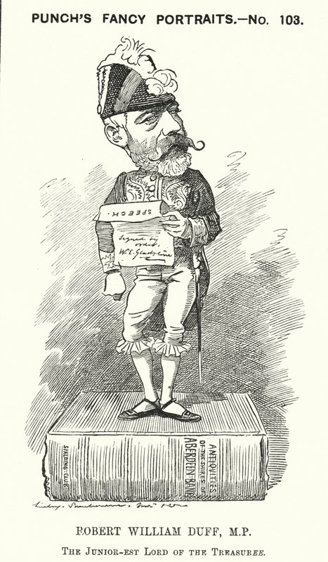 Punch cartoon: Robert William Duff, Schotse liberale politicus (gravure) door Edward Linley (after) Sambourne