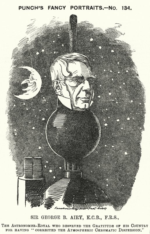 Punch cartoon: Sir George Biddell Airy, Engelse Astronomer Royal (gravure) door Edward Linley (after) Sambourne