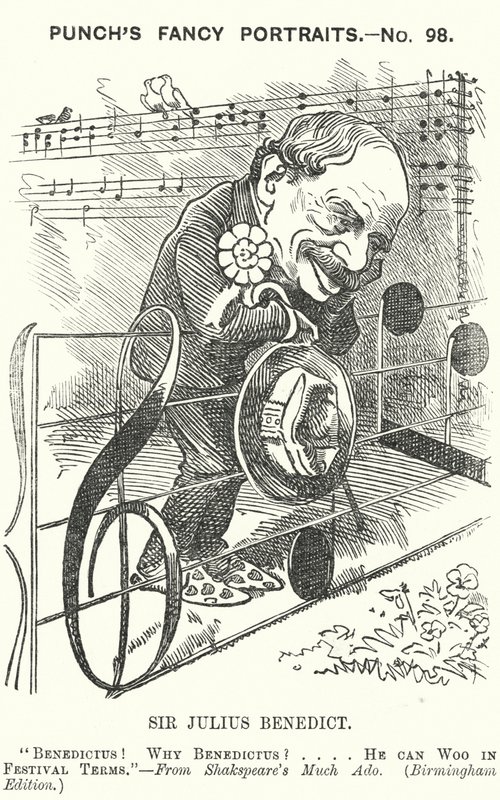 Punch cartoon: Sir Julius Benedict, Duits-gebore componist en dirigent (gravure) door Edward Linley (after) Sambourne