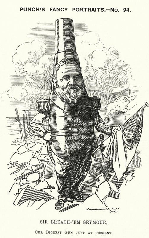 Punch cartoon: Sir Michael Seymour, Britse admiraal (gravure) door Edward Linley (after) Sambourne