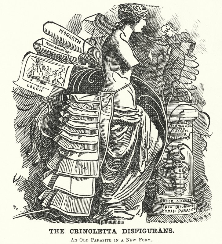 Punch cartoon: De Crinoletta Disfigurans door Edward Linley (after) Sambourne