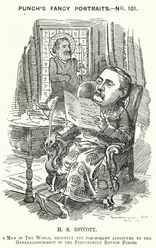 Punch cartoon: Thomas Hay Sweet Estcott, Engelse journalist en redacteur door Edward Linley (after) Sambourne