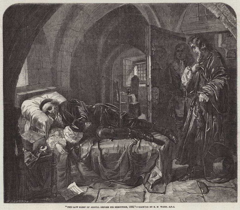 De laatste slaap van Argyll voor zijn executie, 1685 door Edward Matthew Ward