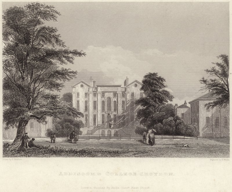 Addiscombe College in Croydon (gravure) door Edward Pritchett