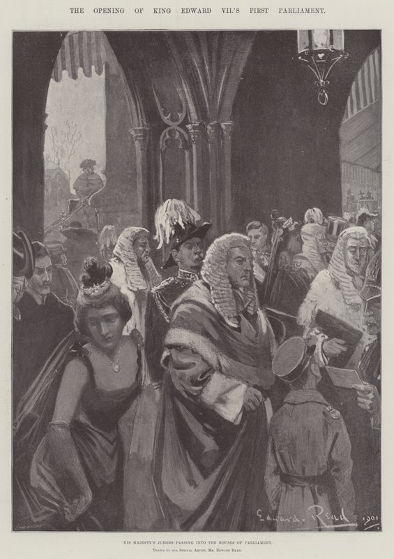 De opening van het eerste parlement van koning Edward VII door Edward Read