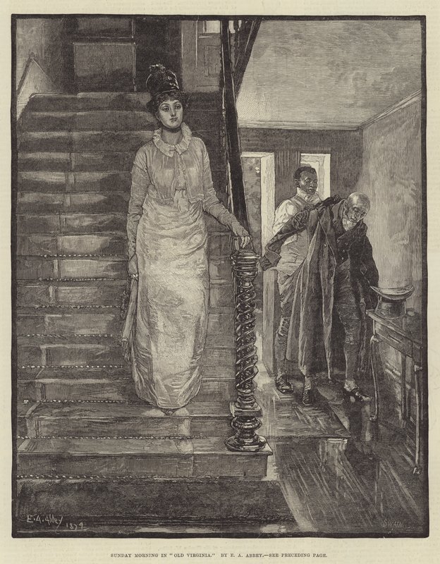 Zondagochtend in Oud Virginia door Edwin Austin Abbey