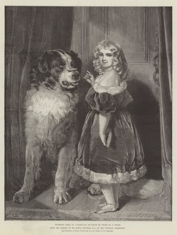 Prinses Mary van Cambridge (Hertogin van Teck) als kind, in de Victoriaanse tentoonstelling door Edwin Landseer