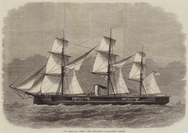 Onze gepantserde vloot, het tweeschroef-torenschip Kapitein door Edwin Weedon