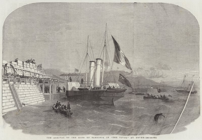 De aankomst van de koning van Sardinië in The Vivid, in Dover door Edwin Weedon