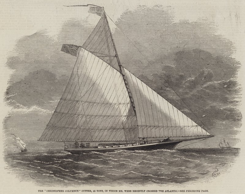 De Christopher Columbus Cutter, 45 ton, waarmee Mr Webb onlangs de Atlantische Oceaan overstak door Edwin Weedon