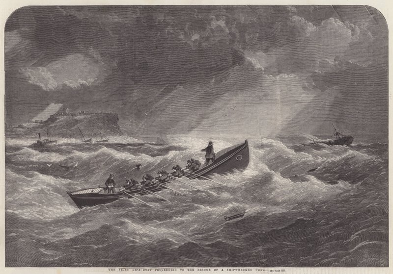 De Filey-reddingsboot gaat naar de redding van een schipbreukbemanning door Edwin Weedon