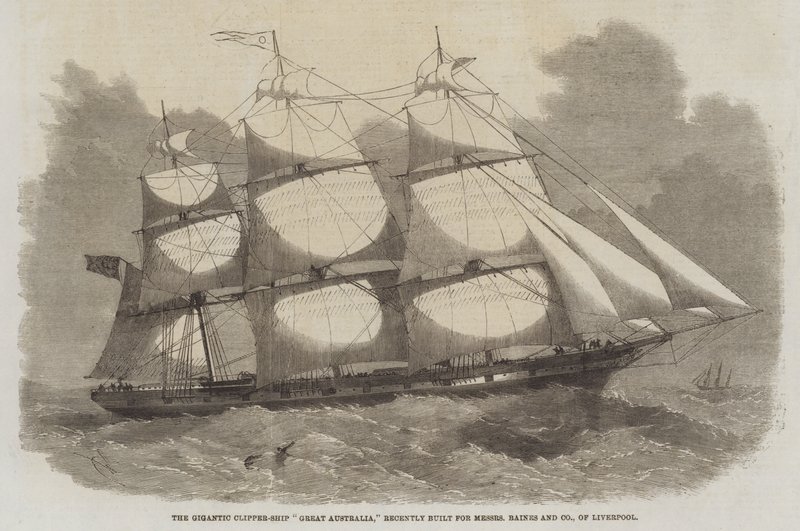Het Gigantische Clipper-Schip Great Australia, recent gebouwd voor Messers Baines and Company, uit Liverpool door Edwin Weedon