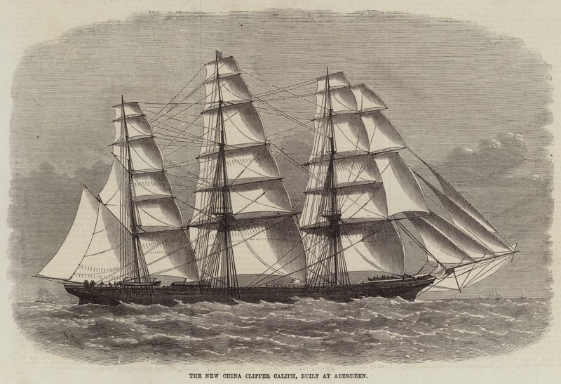 De Nieuwe China Clipper Caliph, gebouwd in Aberdeen door Edwin Weedon