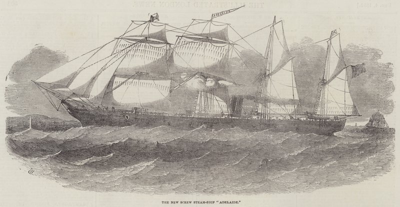 Het nieuwe schroefstoomschip Adelaide door Edwin Weedon