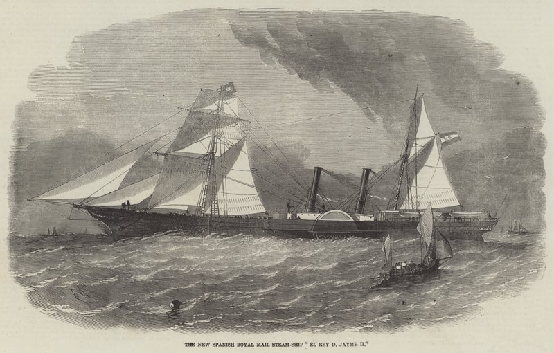 Het nieuwe Spaanse koninklijke poststoomschip El Rey D Jayme II door Edwin Weedon