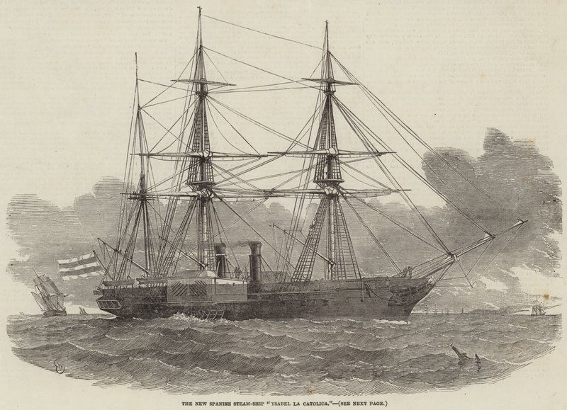 Het nieuwe Spaanse stoomschip Ysabel La Catolica door Edwin Weedon