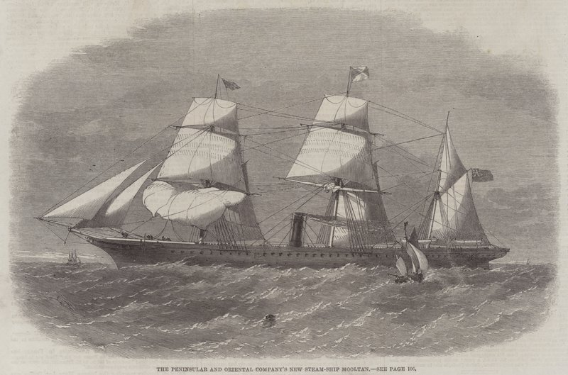 Het Nieuwe Stoomschip Mooltan van de Peninsular and Oriental Company door Edwin Weedon