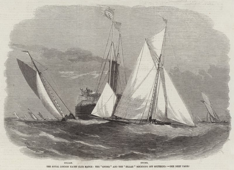 De Royal London Yacht Club-wedstrijd, de Gnome en de Zillah ronden Southend door Edwin Weedon