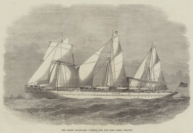 De schroefstoomboot Viceroy voor het Suez-kanaalverkeer door Edwin Weedon