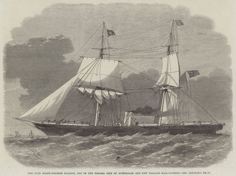 De Tweeschroef-Stoomboot Ruahini, Een van de Panama Lijn van Australische en Nieuw-Zeelandse Postpakketten door Edwin Weedon