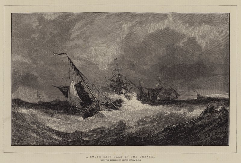 Een zuidoostelijke storm in het Kanaal door Edwin Hayes