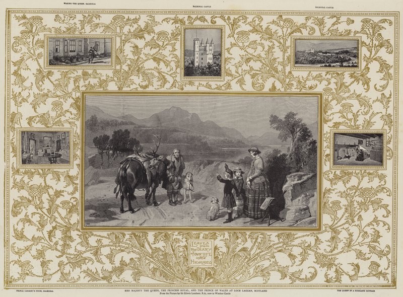 Hare Majesteit de Koningin, de Prinses Royal en de Prins van Wales bij Loch Laggan, Schotland door Edwin Landseer