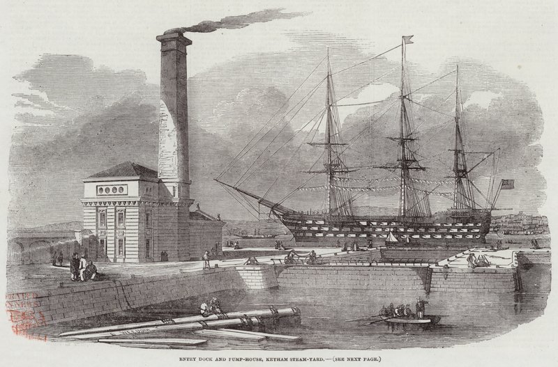 Ingangsdok en Pompgebouw, Keyham Stoomwerf door Edwin Weedon