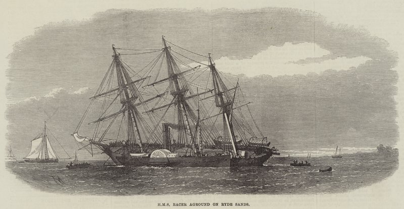 HMS Racer gestrand op Ryde Sands door Edwin Weedon
