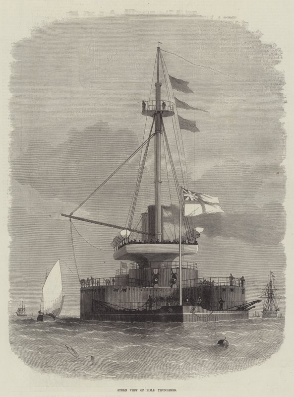 Achteraanzicht van HMS Thunderer door Edwin Weedon