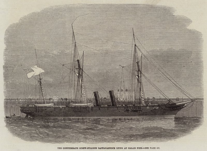 De Zuidelijke schroefstoomboot Rappahannock aan de pier van Calais door Edwin Weedon