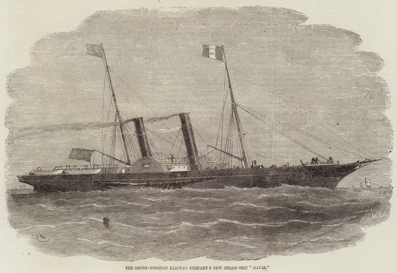 Het Nieuwe Stoomschip Havre van de South-Western Railway Company door Edwin Weedon