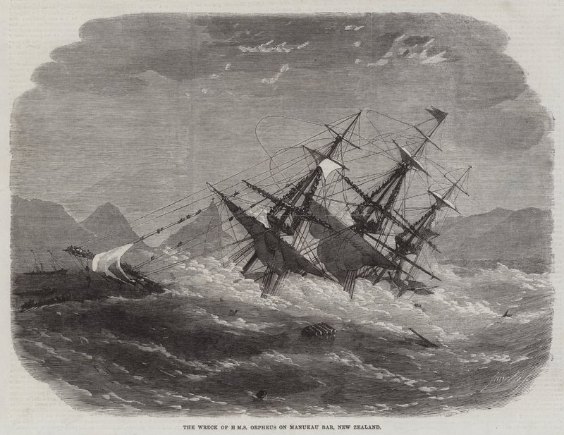 Het Wrak van HMS Orpheus op Manukau Bar, Nieuw-Zeeland door Edwin Weedon